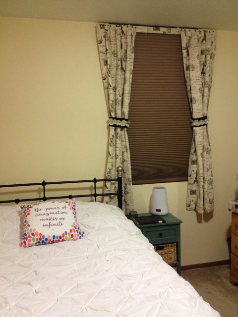 The curtains are lovely with the simple white gathered comforter