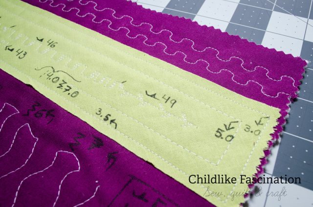 Closeup on the notes on my stitch sampler