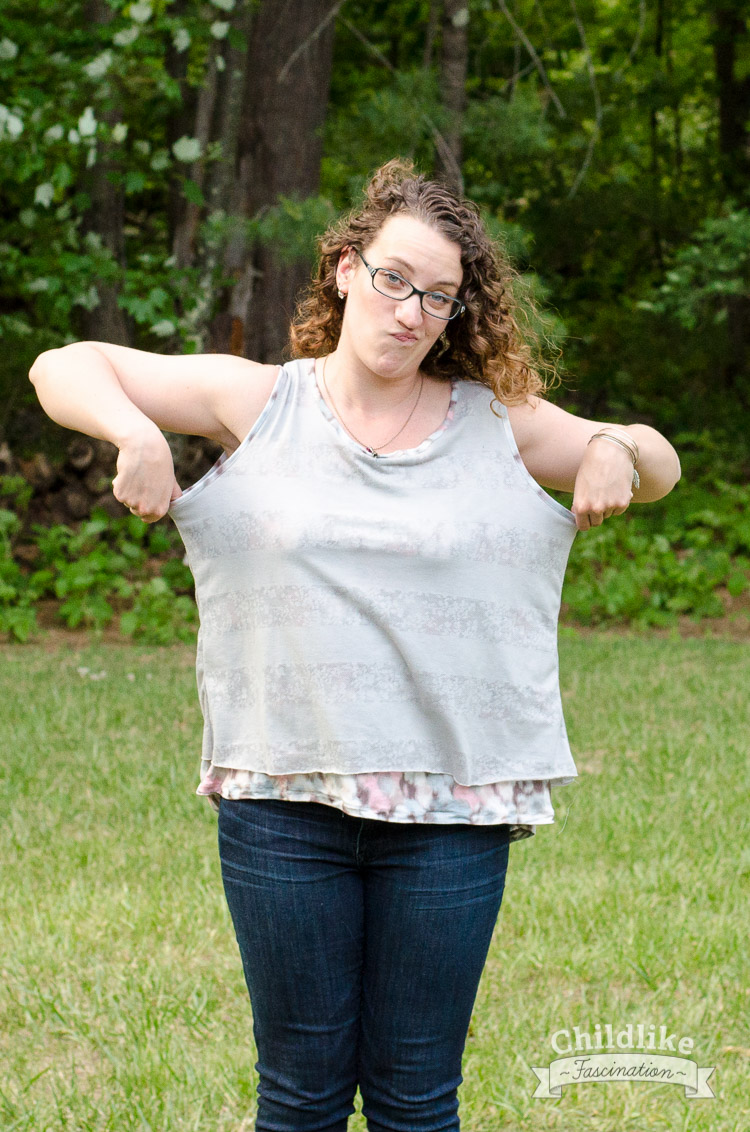 Flutter knit tank is huge on me! I don't think I'm a large after all!