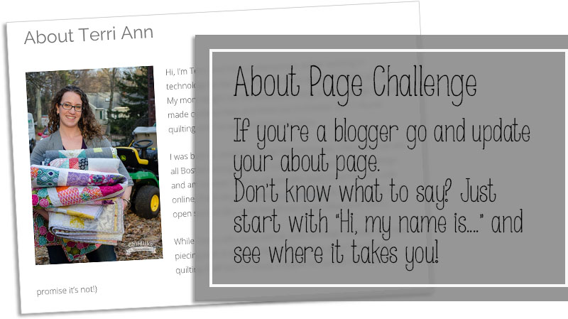 Take the about page challenge. Go and update your blog's about page to let your audience know more about you!