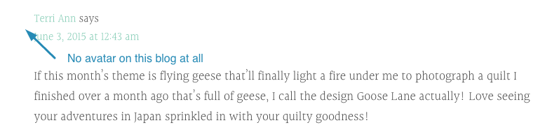 No Gravatar or even avatar on this post