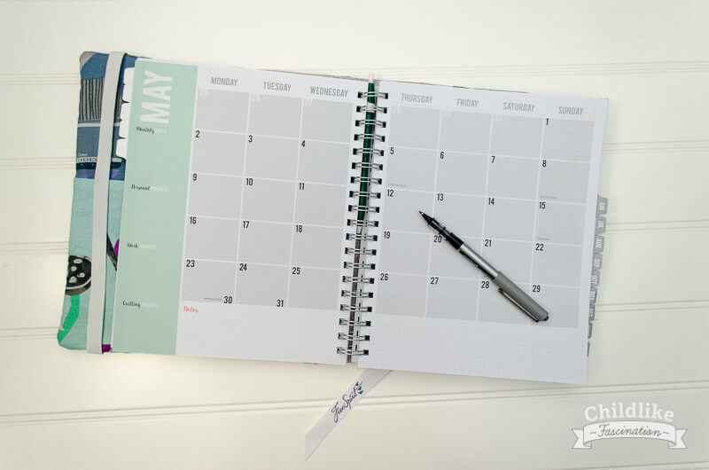 Quilter's Planner month spread