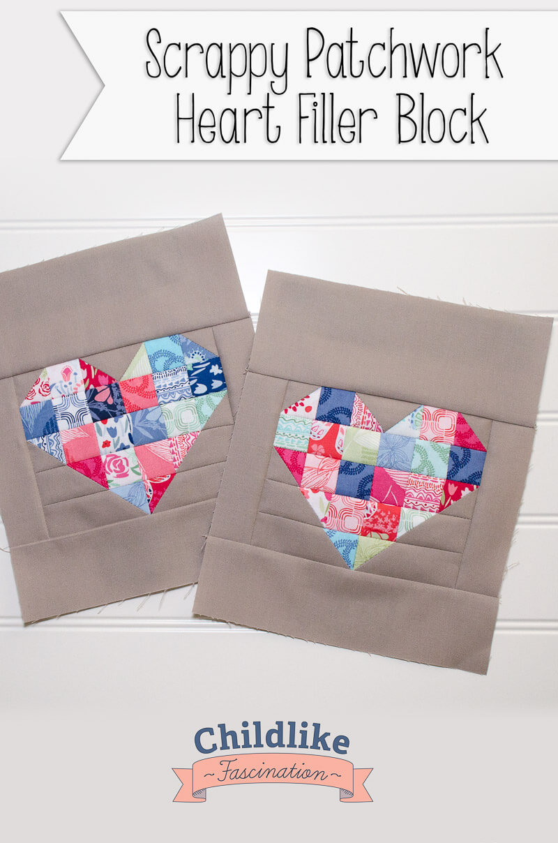 Easy Patchwork Heart Blocks 8 x 10 block!